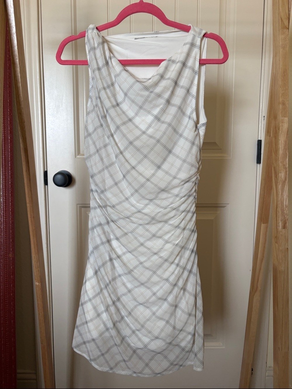 Abercrombie & Fitch Cream White Plaid Midi Dress